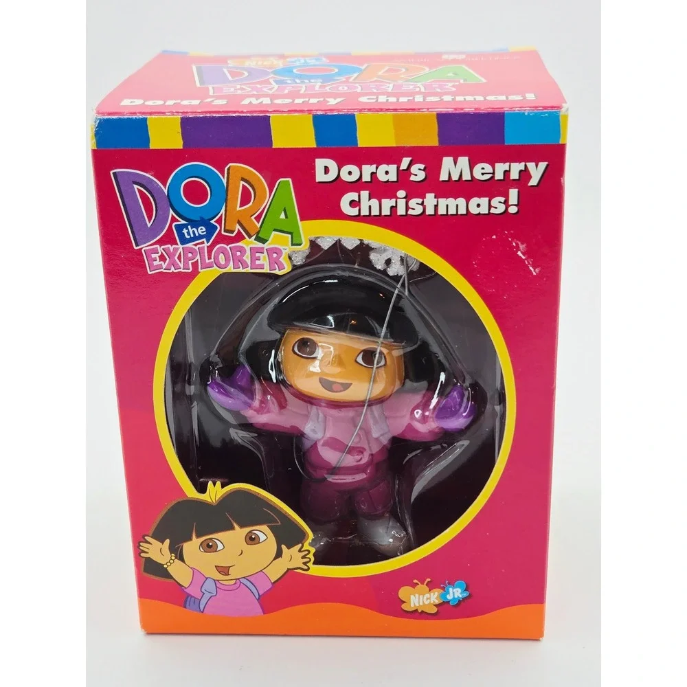 Dora the Explorer Merry Christmas Ornament 2003 Nick Jr Pink Snowsuit Snowflake